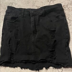 Wax Jean Black Ripped Mini Skirt